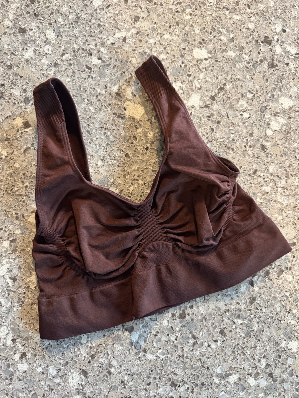 YITTY by Lizzo Nearly Naked Seamless Ruched Midi Bralette Brown M/L⁠
